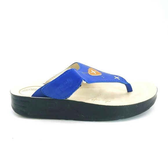 Aerosoft Womans Wedge Thong Sandal Navy EU 38 NEW‎ - Picture 1 of 11